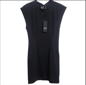 NWT HERVÉ BY HERVÉ LÉGER Black Crew Neck Mini Dress Size Small